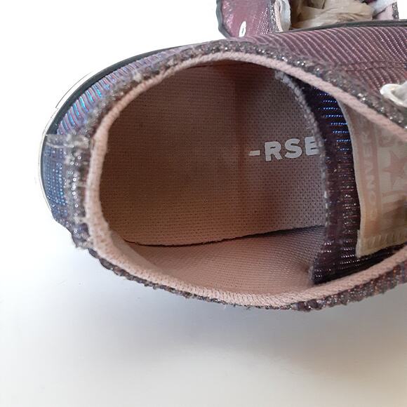 Converse Chuck Taylor All Star Ox Low Top Sneakers Kids Shimmer Purple Girl 13.5 - Picture 8 of 9